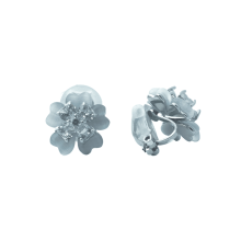 Pendientes de clip con circonitas en forma de trébol para mujer.