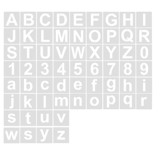Stencil con lettere e numeri per disegnare, 60 pezzi