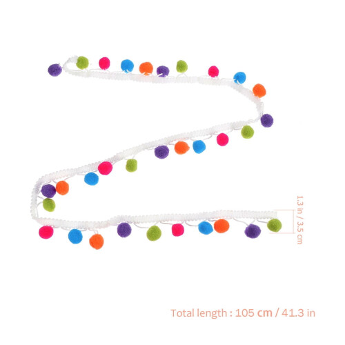 Ruban à franges et pompons en polyester, 8 pièces
