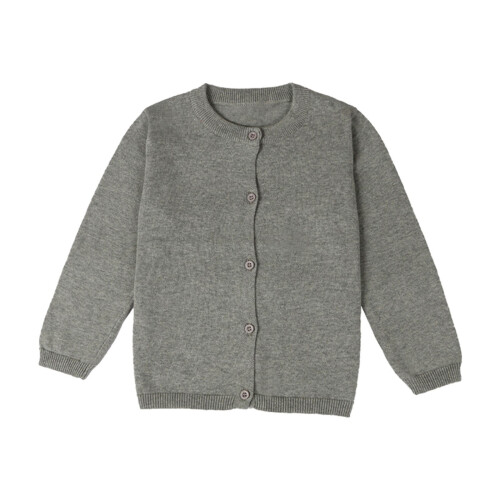 Mädchen-Strickjacke mit langen Ärmeln, grau, Größe 6J