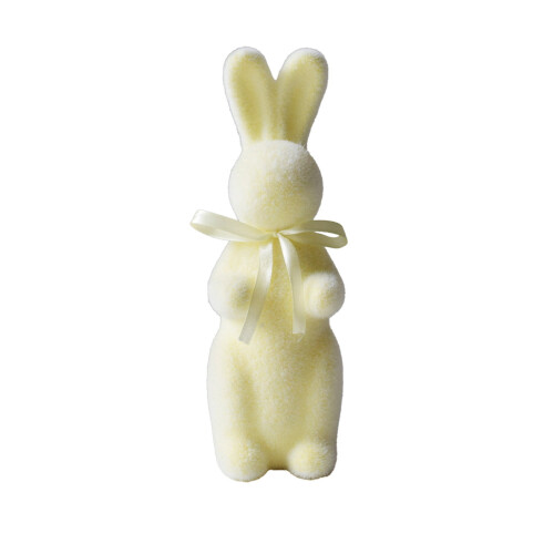 Flocked Bunny Figurine with Bow Tie Spring Ornament 1