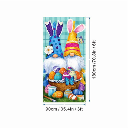 Påskägg Dörrflagga Kanindekor 200x84 cm 1
