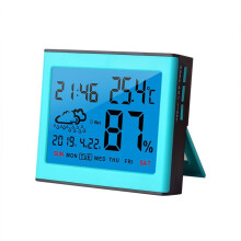 Alarm Clock Hygrometer Electronic Thermometer Home Decoration ABS Engineering Plastic Humidity Range 10-99 RH,B