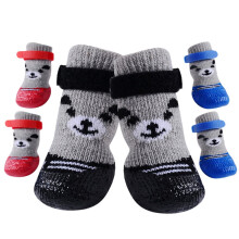 Ensemble de 4 chaussettes antidérapantes en silicone pour chien et chat, noires