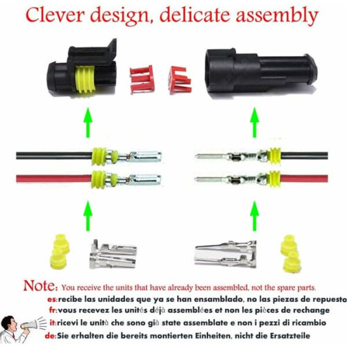 Waterproof Electrical Connectors 2-Pin 16 AWG 5 pcs 1