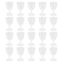 Clear Plastic Wine Glass Recyclable - Shatterproof Wine Goblet - Disposable & Reusable Cups for Champagne, Dessert 20Pcs