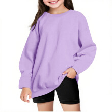 Sweat-shirt polaire à manches longues et col rond pour fille, 9 ans
