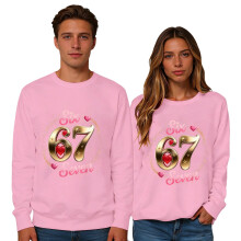 Sudadera de manga larga con cuello redondo y estampado de corazones para mujer, corte holgado.