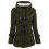 Dames winterjas met capuchon, effen groen en gewatteerd 1