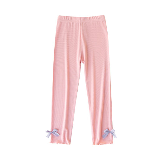 Mädchenleggings, rosa, mit dünner Schleife, 7 Jahre