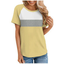 Γυναικείο T-shirt με ραγκλάν μανίκια και στρογγυλή λαιμόκοψη, κίτρινο M