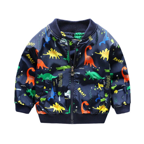 Giacca con dinosauri per bambini e bambine, blu, 4 anni
