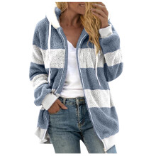 Damen-Wintermantel aus flauschigem Fleece in Übergröße, hellblau