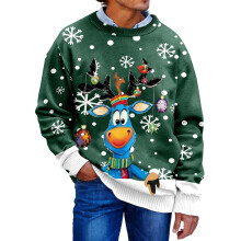 Pull de Noël moche pour homme, col rond, manches longues