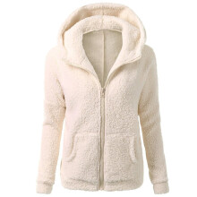 Damen Sherpa Fleecejacke mit Reißverschluss Beige M