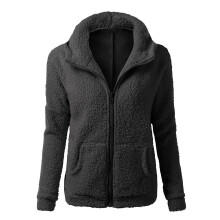 Damen Sherpa Fleecejacke mit Reißverschluss, Schwarz, Größe L