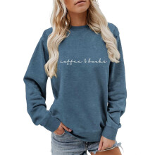 Damen-Sweatshirt mit Kaffeemotiv, Übergröße, Rundhalsausschnitt