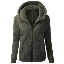 Damen-Sherpa-Fleecejacke mit Reißverschluss, Armeegrün