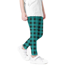 Mädchen-Leggings mit Karomuster, hoher Taille, dehnbar, weich, hellblau, Größe 7