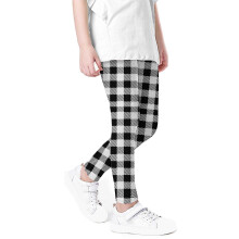 Mädchen-Leggings mit Karomuster, hoher Bund, dehnbar, weich, weiß, 7 Jahre