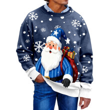 Pull de Noël moche pour homme, col rond, manches longues