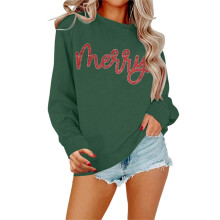 Damen-Weihnachts-Sweatshirt mit Rundhalsausschnitt, grün, Größe M