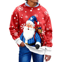 Pull de Noël moche pour homme, col rond, manches longues