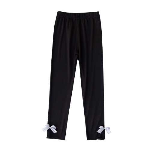 Sorte leggings med tynde, ensfarvede sløjfer til piger, 6 år