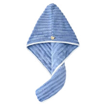 Blå mikrofiber hårtorkhandduk tjock absorberande med