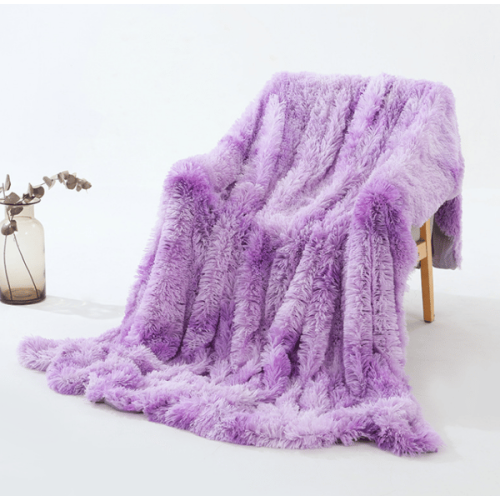 Purple shaggy blanket double layer lightweight L 2