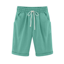 QLEICOM Damen-Shorts aus Baumwoll-Leinen, himmelblau, XXL