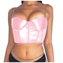 Corset scurt din satin pentru femei, cu decolteu în V, fără mâneci, croială slim