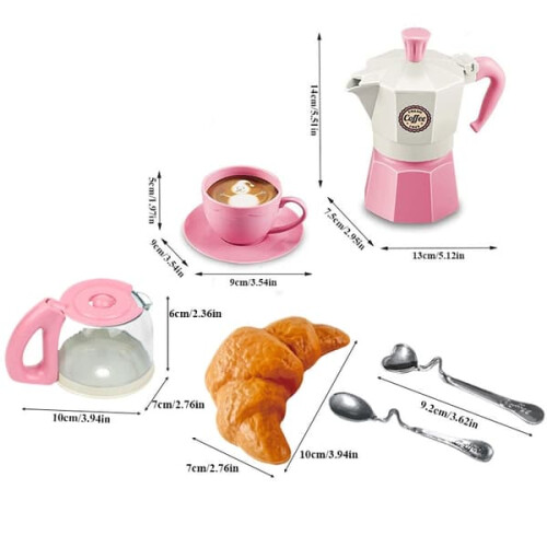 Pink Coffee Play Set Tableware for Kids 11 pcs 2