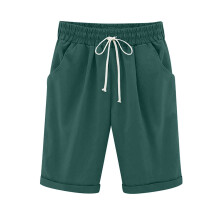 Damen-Shorts aus Baumwoll-Leinen-Mischgewebe, Armeegrün, Größe XL