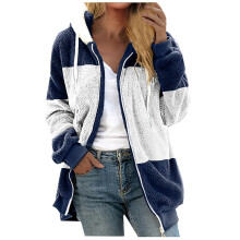 Damen-Fleecejacke, flauschig, marineblau, Übergröße