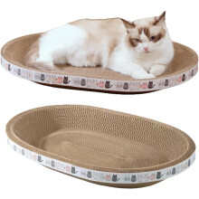 Cat Scratcher Bed Oval Cardboard 2-Pack