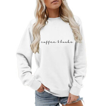 Damen-Sweatshirt mit Kaffeemotiv, Übergröße, Rundhalsausschnitt