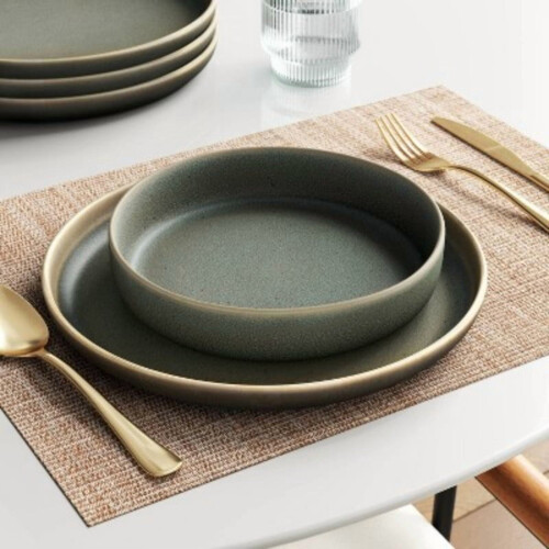 Stoneware dinner plate olive green 10.5 inch 1