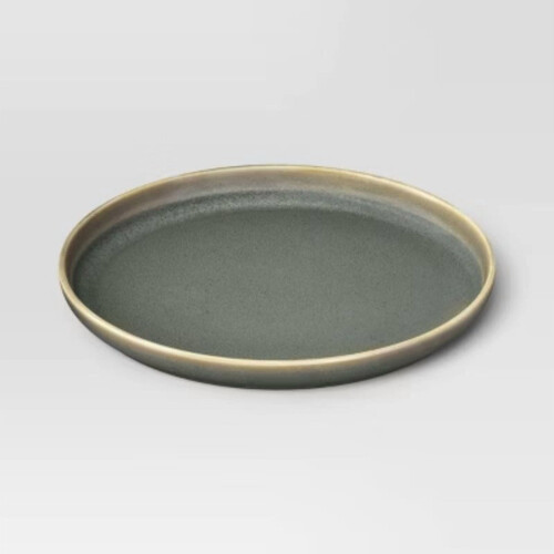 Assiette plate en grès vert olive 25 cm 2