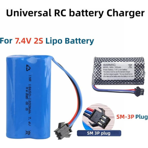 USB Charging Cable for 2S 7.4V LiPo Battery with SM-3P 2