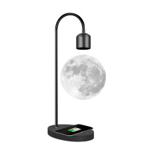 Levitating Moon Lamp Levitation Black Table LED Night Light Floating Desk Toys For Decoration Present With Phone Wireless Charging Pad