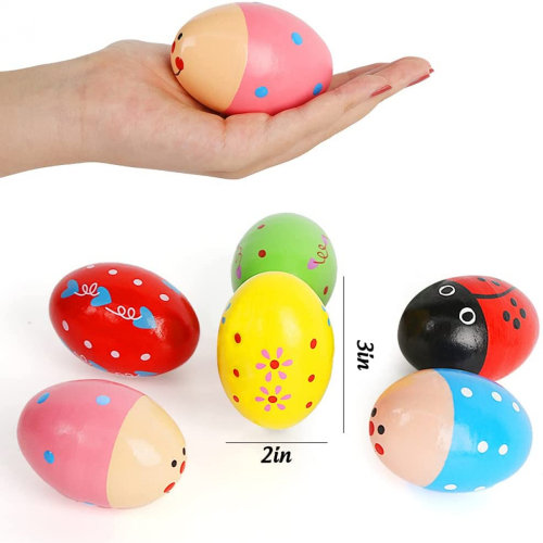 Wooden Egg Shaker Percussion Toy, 6 pcs 1