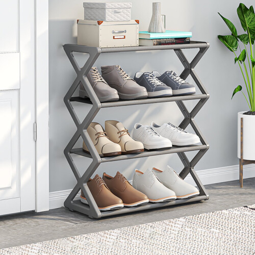 Shoe Rack X-Type 4-Tier Steel Compact 1
