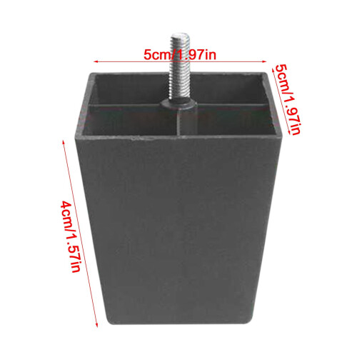 Pés de sofá ajustáveis quadrados de plástico e metal de 7,6 cm (3 polegadas) 2
