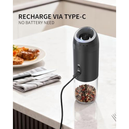 Conjunto de moedor elétrico de sal e pimenta recarregável 176ml 1
