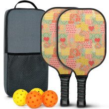 Pickleball paddles set floral fiberglass 2 pcs with balls