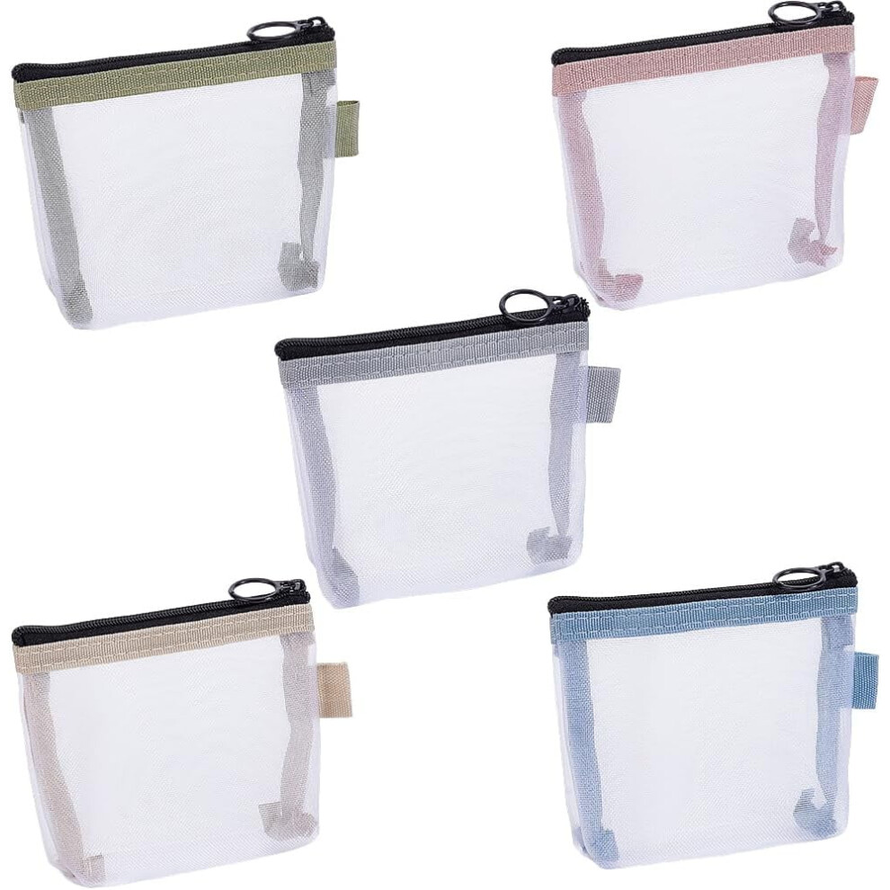 Mini mesh makeup bag portable cosmetic pouch 5 pcs