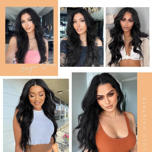Women's Black Wavy Synthetic Wig 24 Inch 1