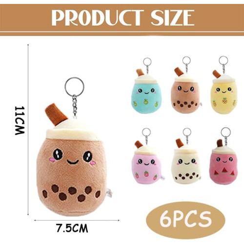 Bubble Tea Plush Keychain Kawaii Style 6-Pack 1