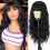 Long black wig with bangs 2